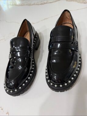 INC International Concepts Branna Patent Leather Pearl-Trim Loafers - 8.5